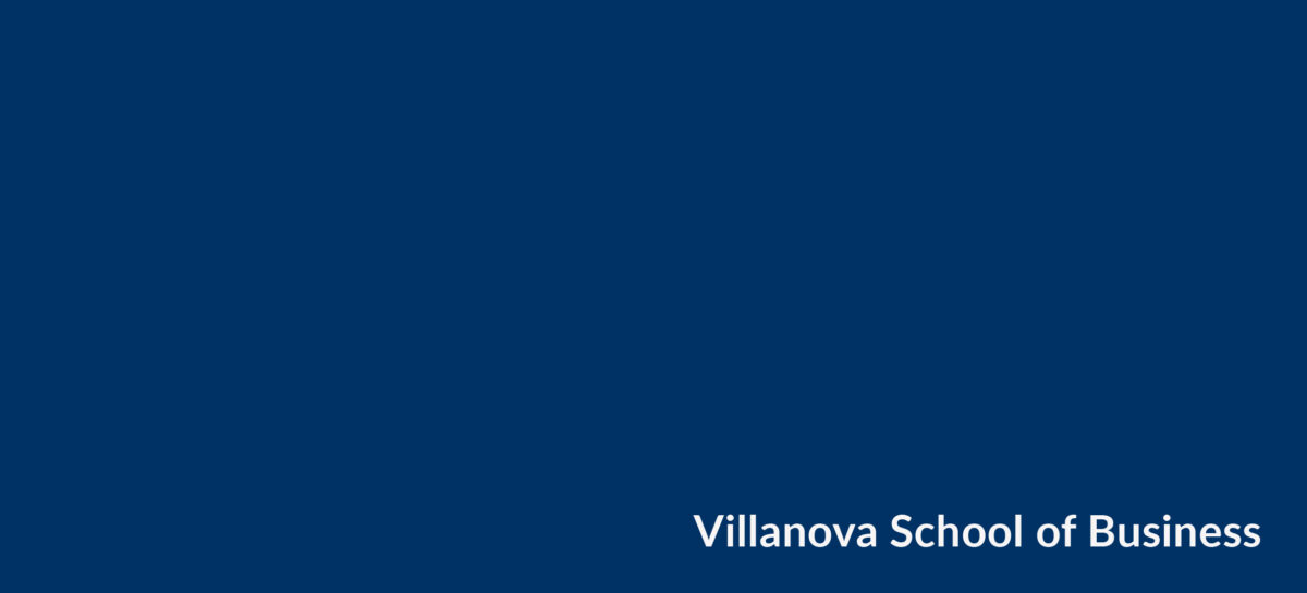 blue graphic with words Villinova School of Business